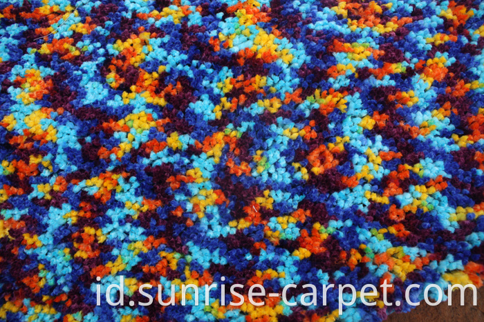 Polyester Rugs with spac dyed yarn blue and yellow